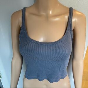 Brandy Melville Ribbed Scoop Crop Tank - Slate